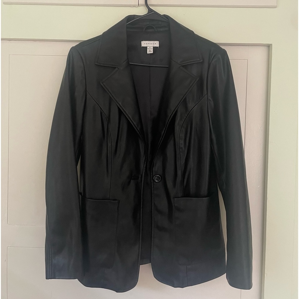 Black Leather Blazer from Topshop